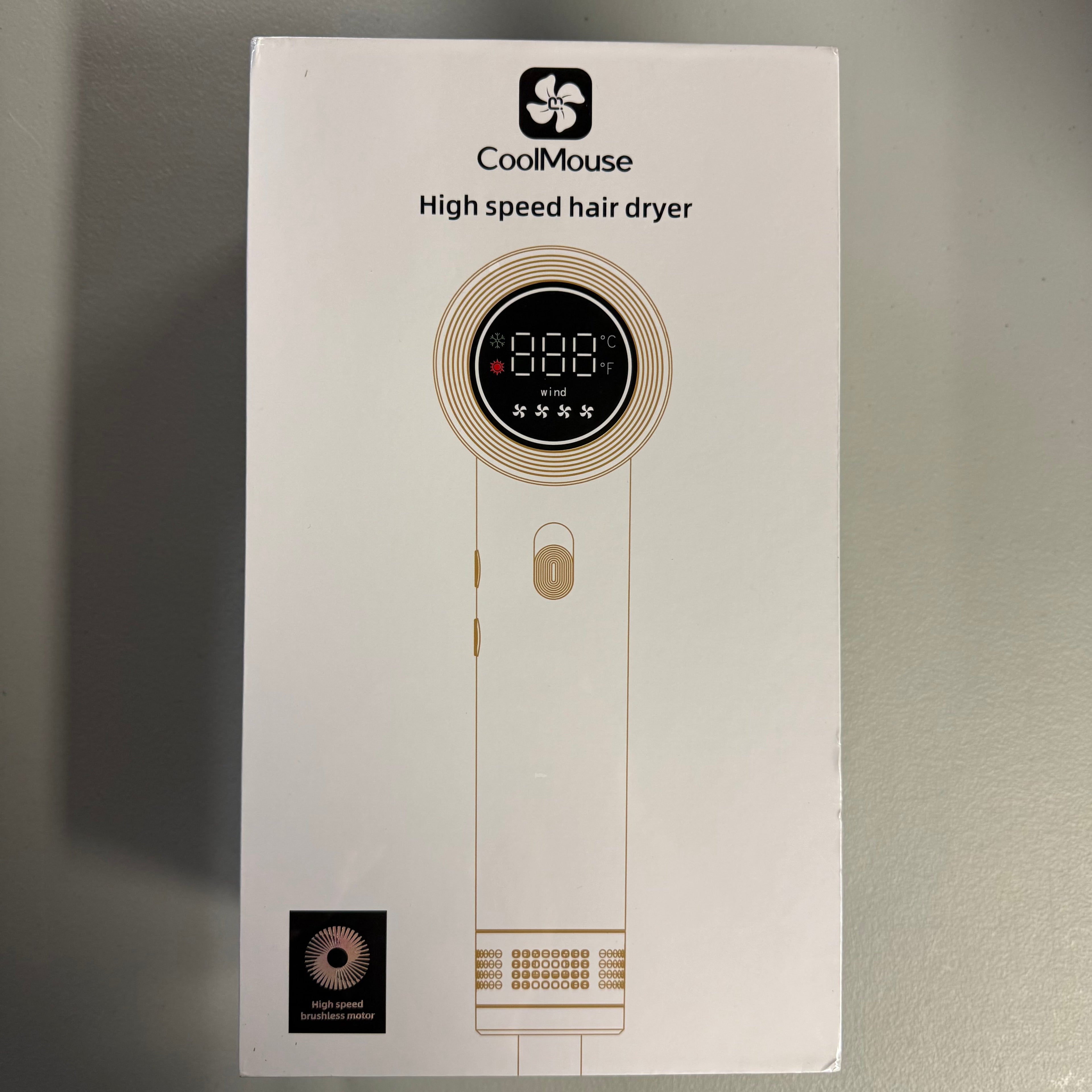 CoolMouse High Speed Hair Dryer - White/Gold (Brand New)