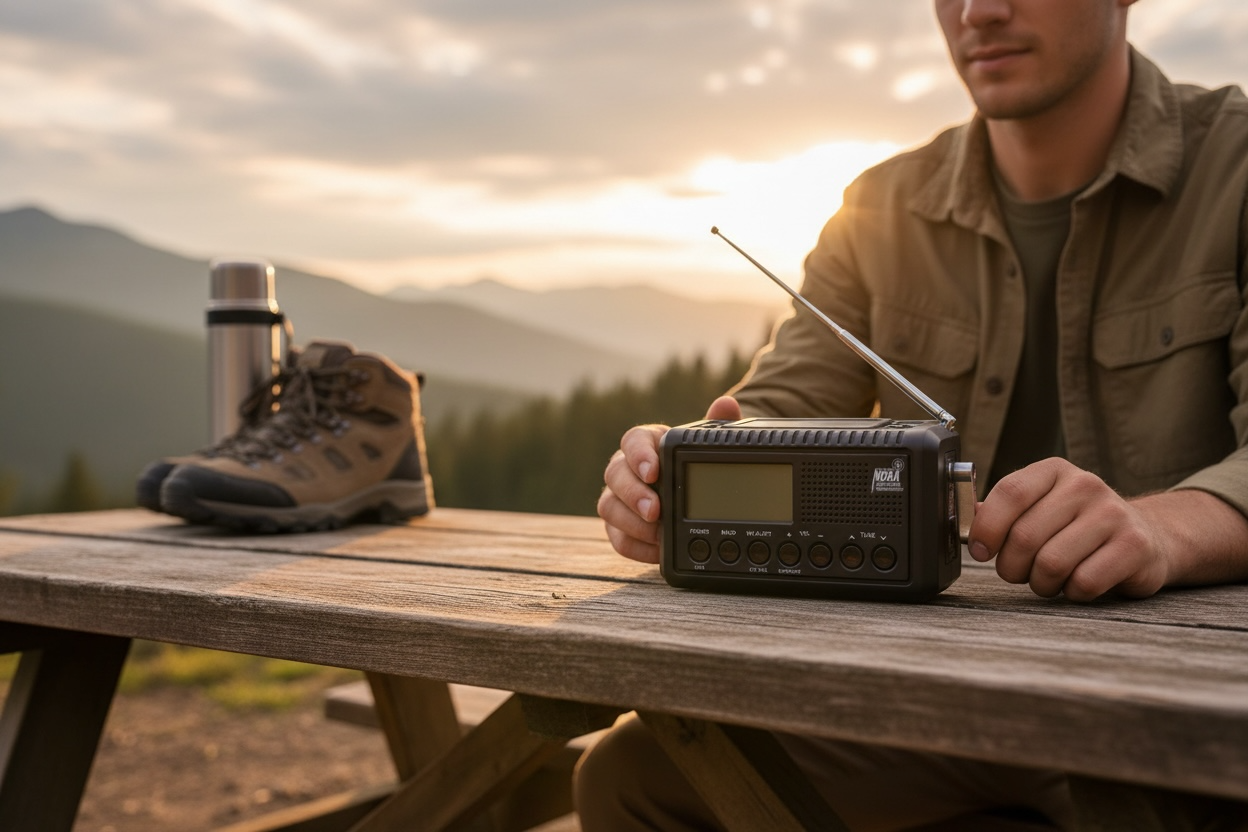Emergency Alert Radio - NOAA Weather Radio with Solar Crank & Phone Charger (Open Box, Like New)