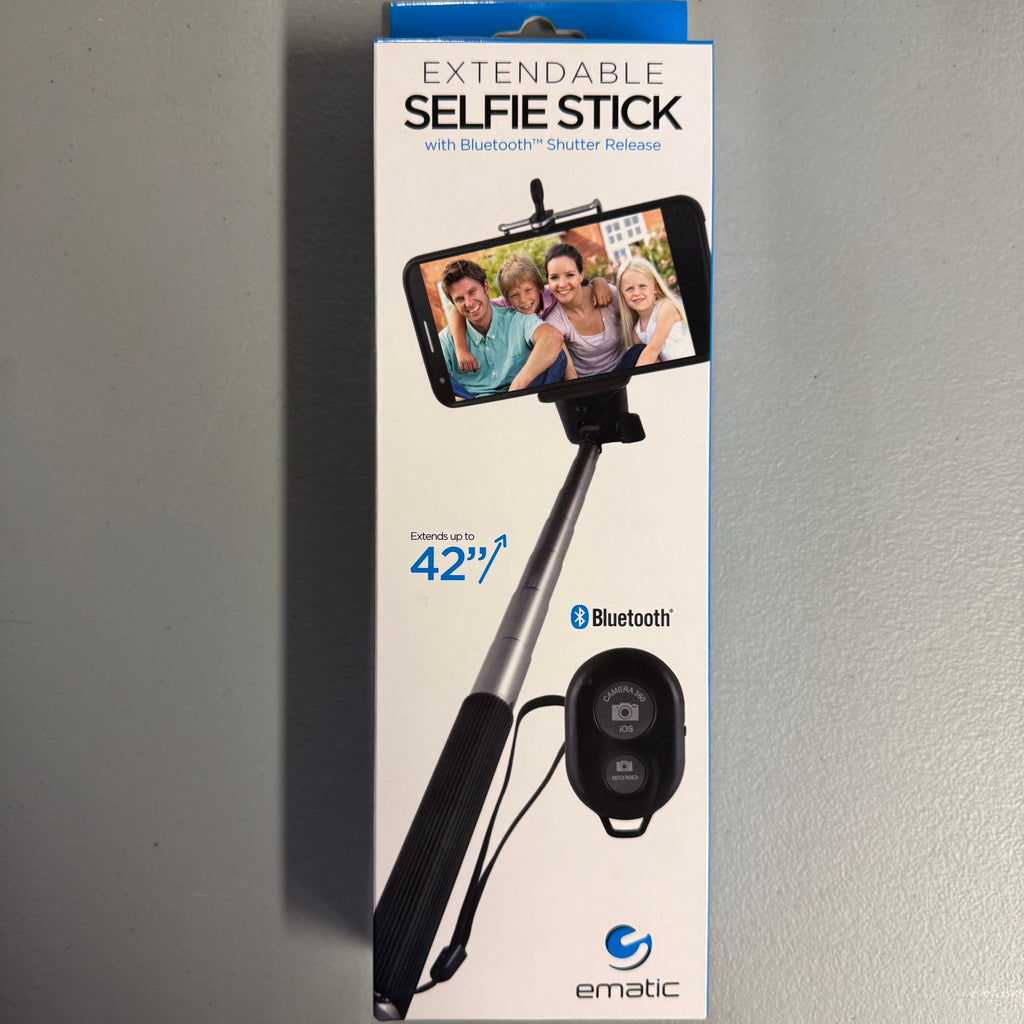 Extendable Selfie Stick with Bluetooth Shutter - Open Box Like New