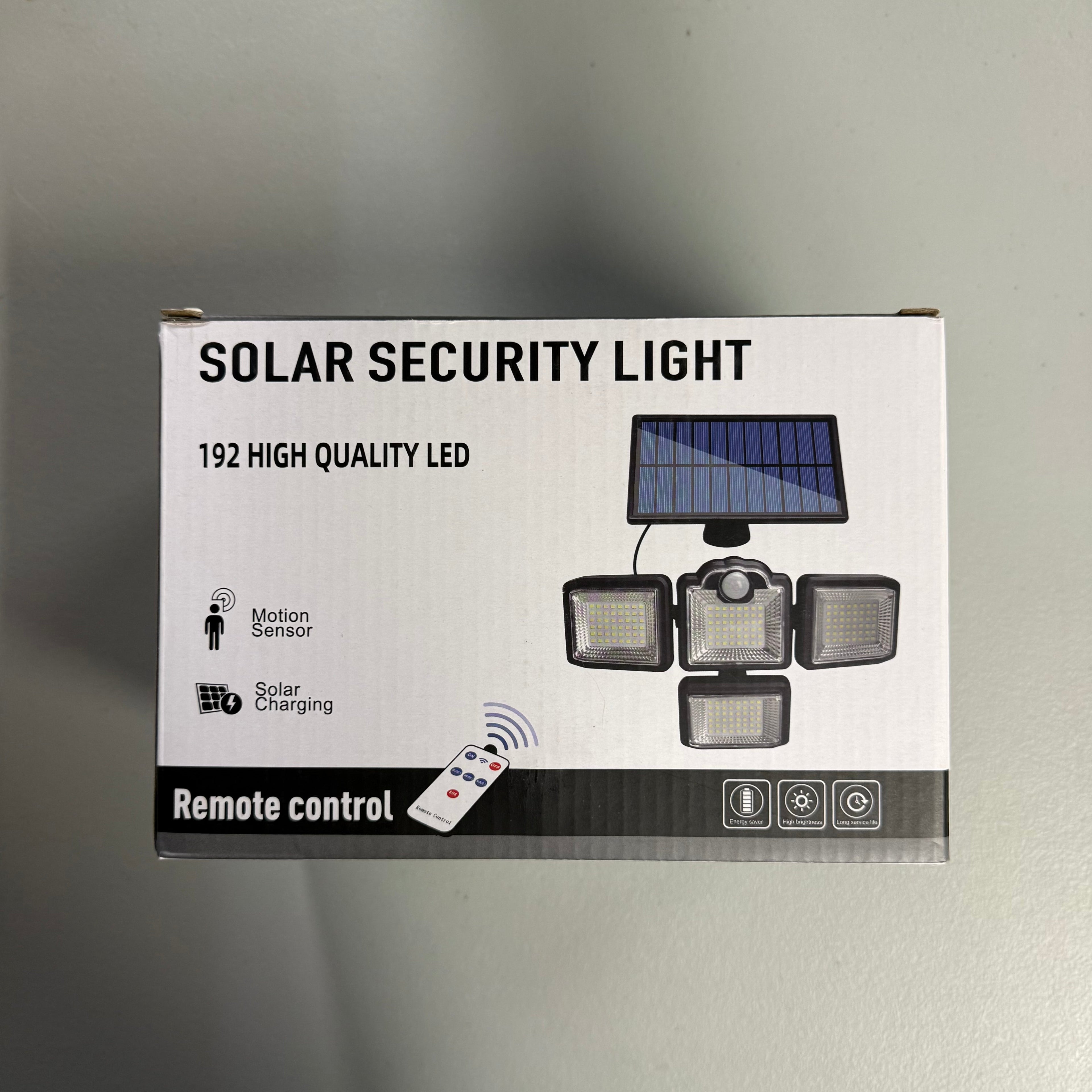 Solar Security Light 192 High Quality LED with Remote Control - 4 Head (Open Box)