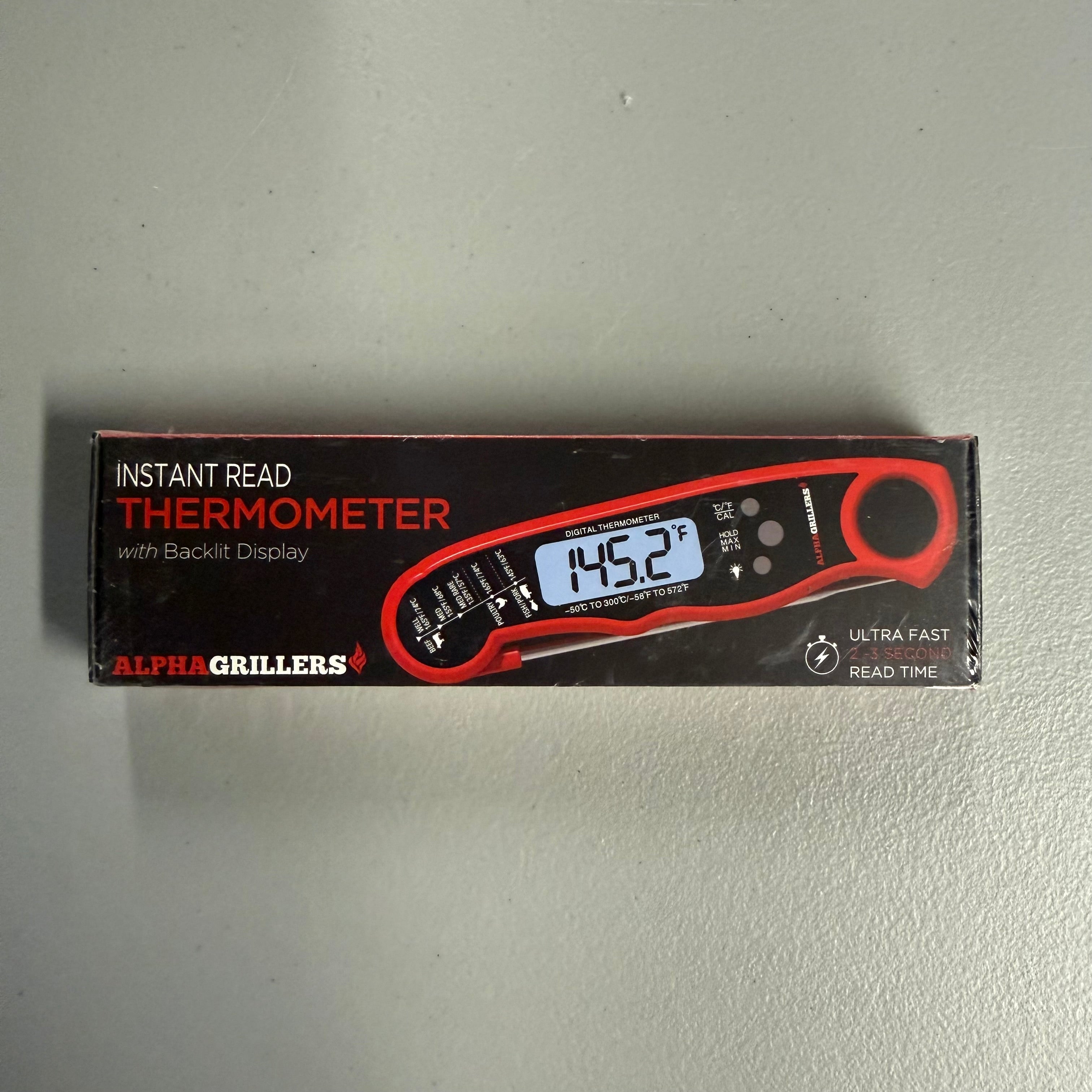 Alpha Grillers Instant Read Thermometer - Digital Meat Thermometer with Backlit Display (New)