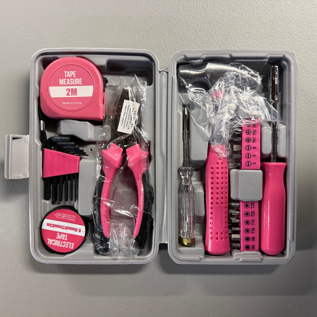 Pink Tool Kit Set with Case - 39-Piece Home Repair Kit (Open Box, Like New)