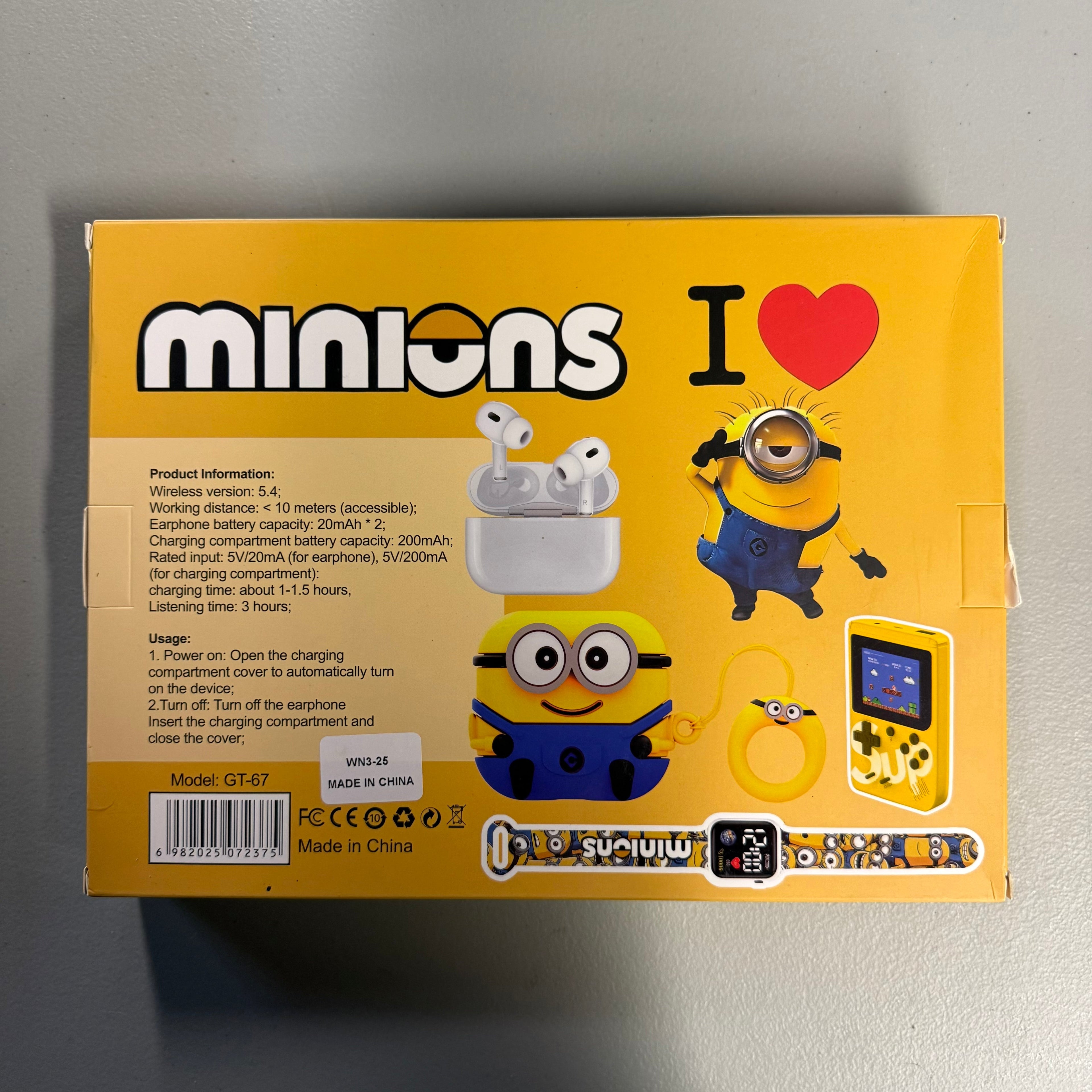 Minions 4-in-1 Gift Set - Watch, Earbuds, Game Console & Case GT-67 (Open Box, Like New)