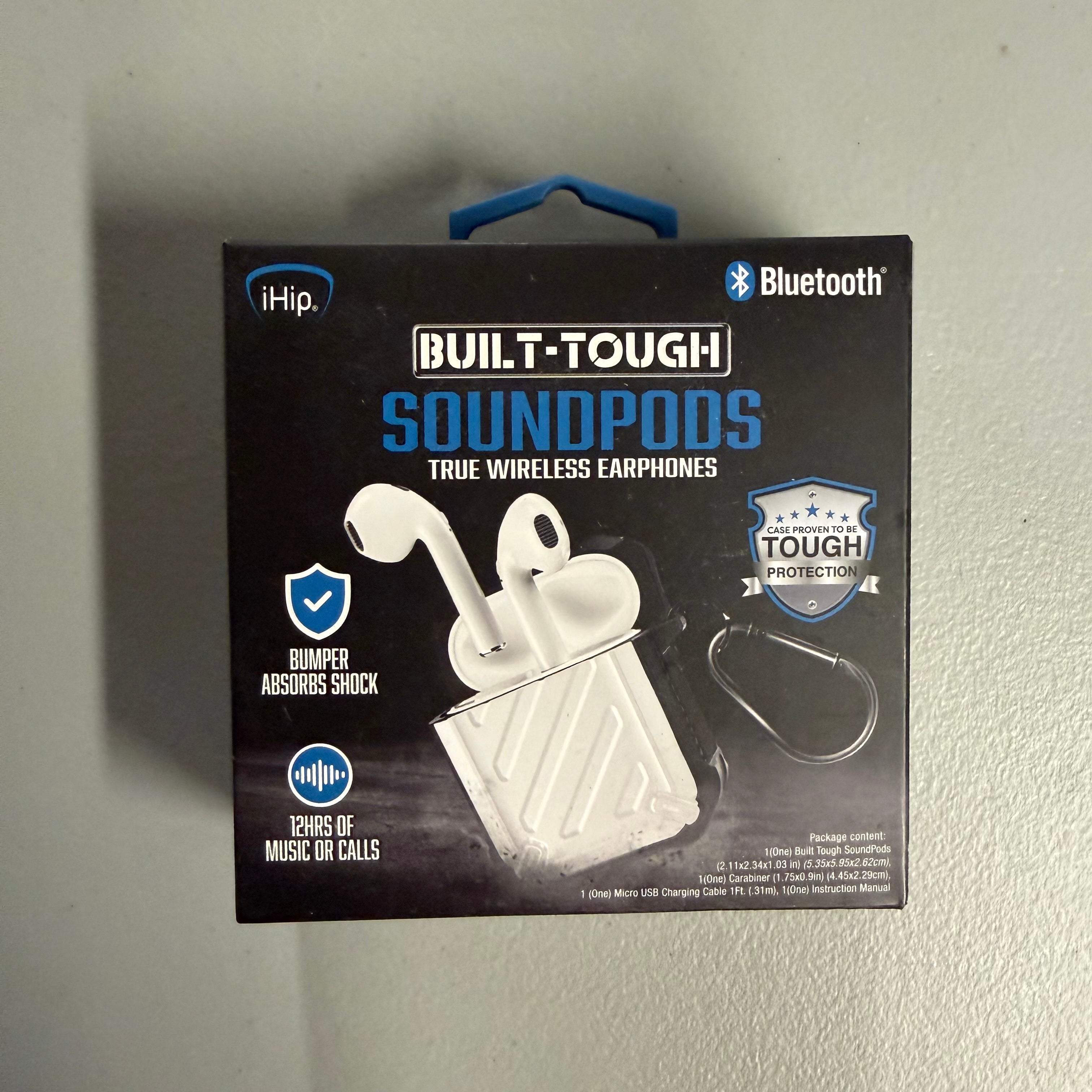 iHip Built-Tough SoundPods True Wireless Earphones - Bluetooth 5.0 with Protective Case (New)