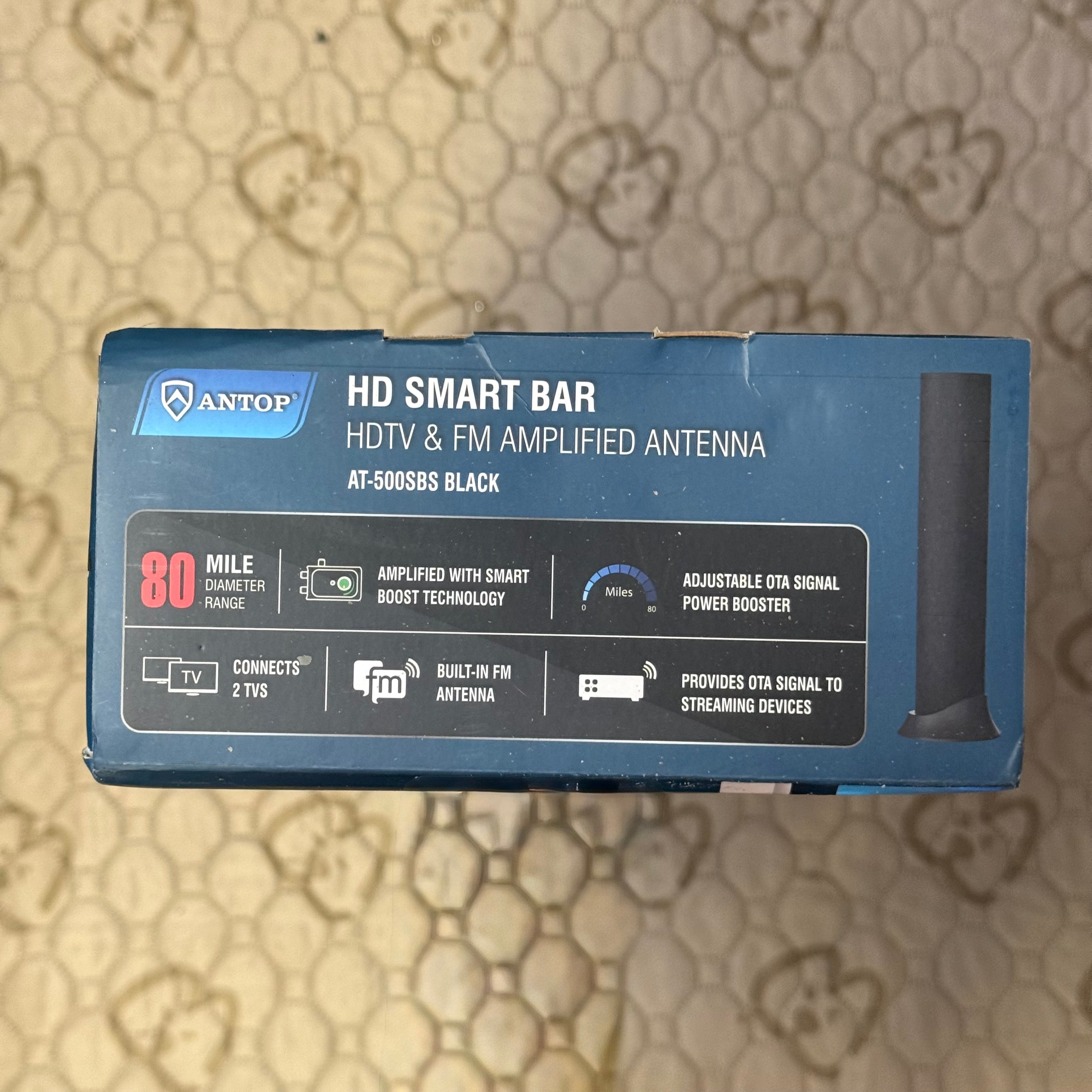 ANTOP HD Smart Bar Antenna AT-500SBS - 80 Mile Range (Open Box Like New)