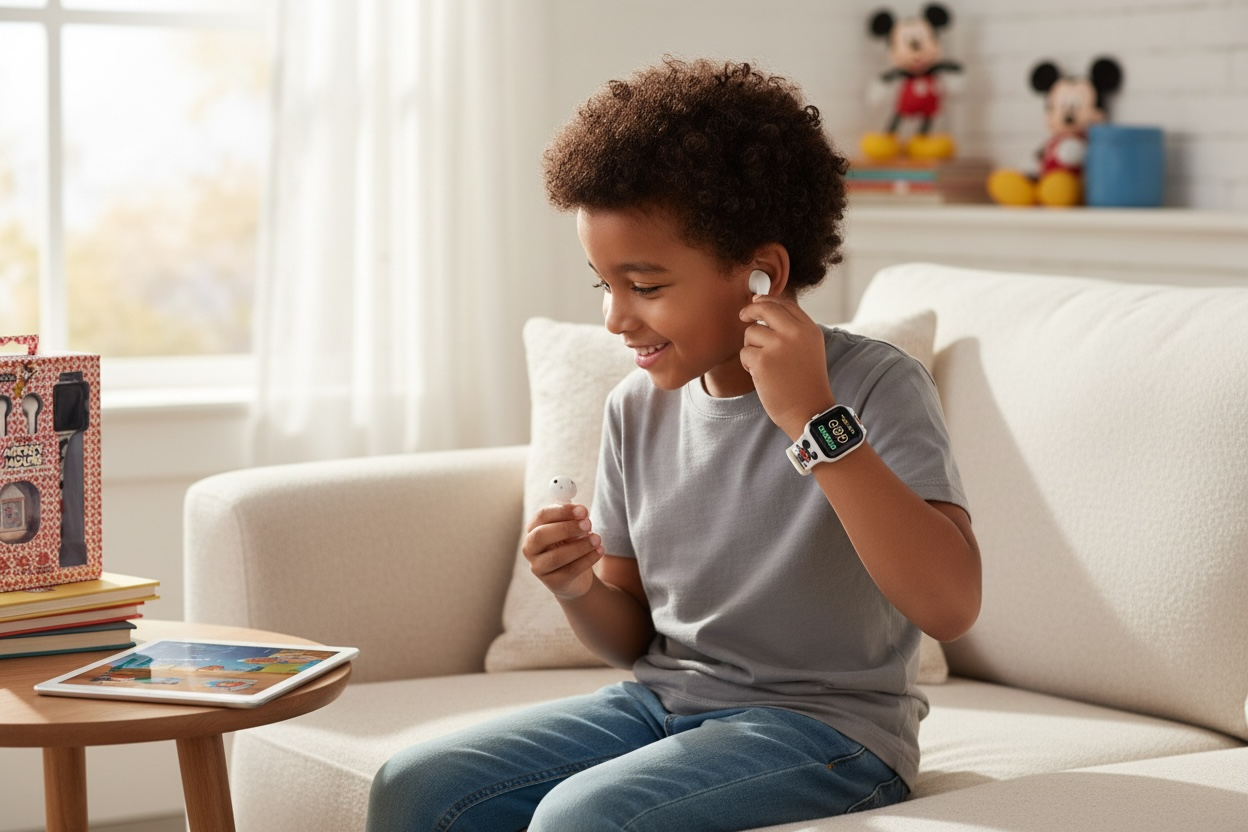Disney Mickey Mouse Kids Smartwatch & TWS Wireless Earbuds Combo Set (New)