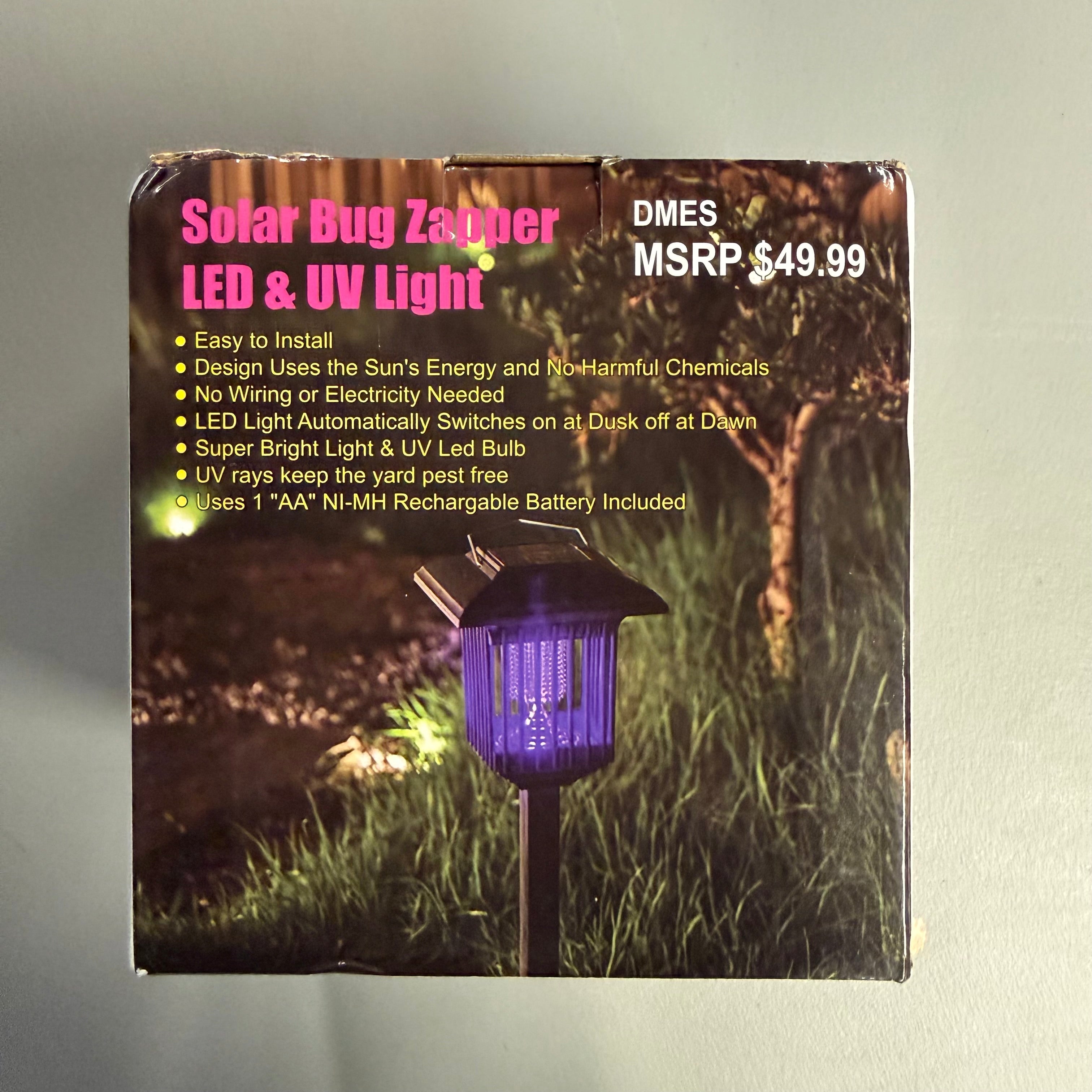 Solar Bug Zapper LED & UV Light - Outdoor Mosquito Killer Lamp