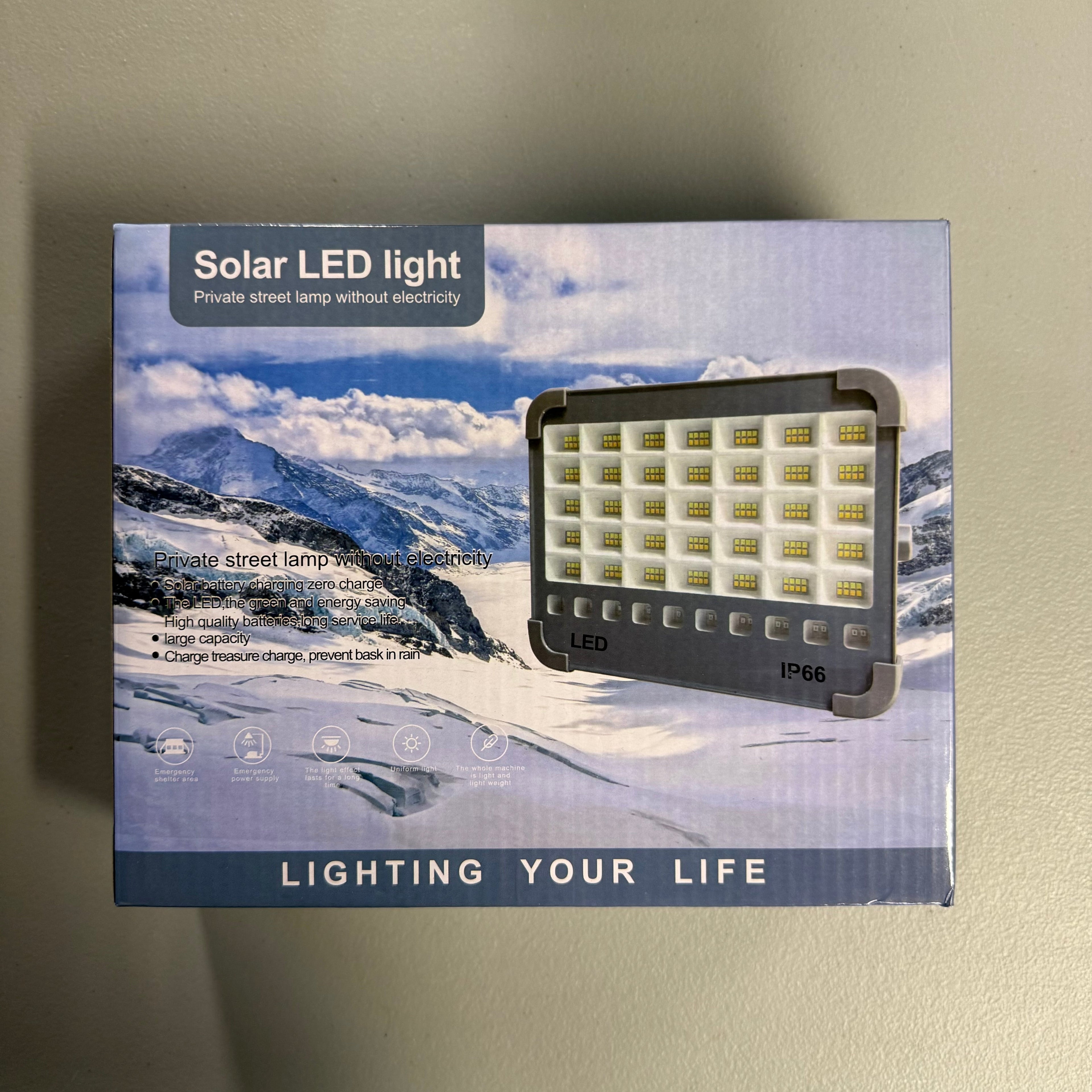 Solar LED Light - 300 LED Outdoor Street Lamp with USB Charging (Open Box, Like New)