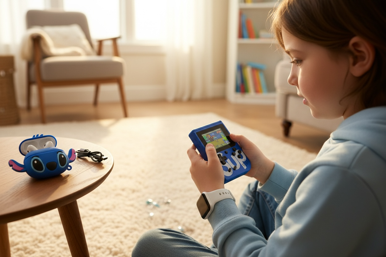 Stitch & Scrump 4-in-1 Gift Set - Watch, Earbuds, Game Console & Case GT-63 (Open Box, Like New)