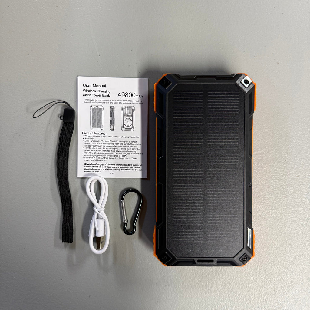 LUHOTA 49800mAh Solar Power Bank - Wireless Charging with LED Flashlight
