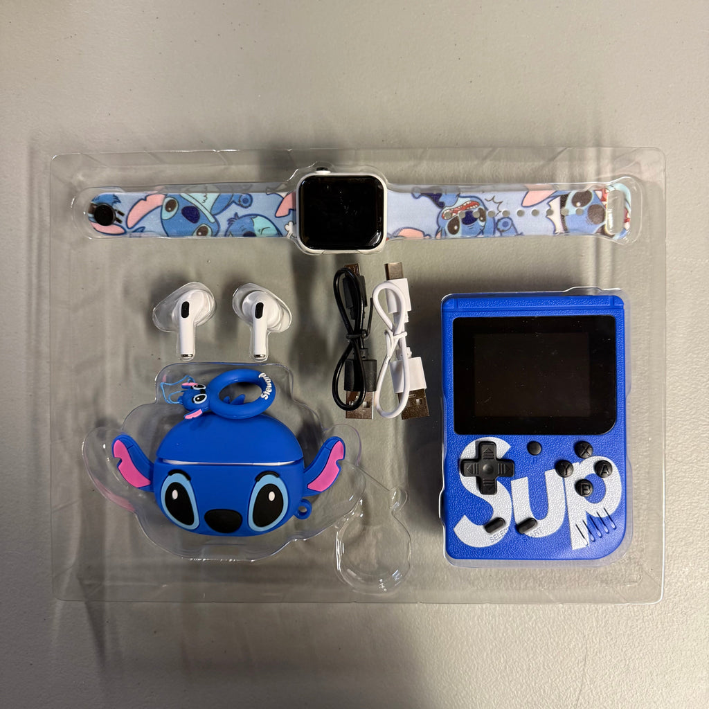 Stitch & Scrump 4-in-1 Gift Set - Watch, Earbuds, Game Console & Case GT-63 (Open Box, Like New)
