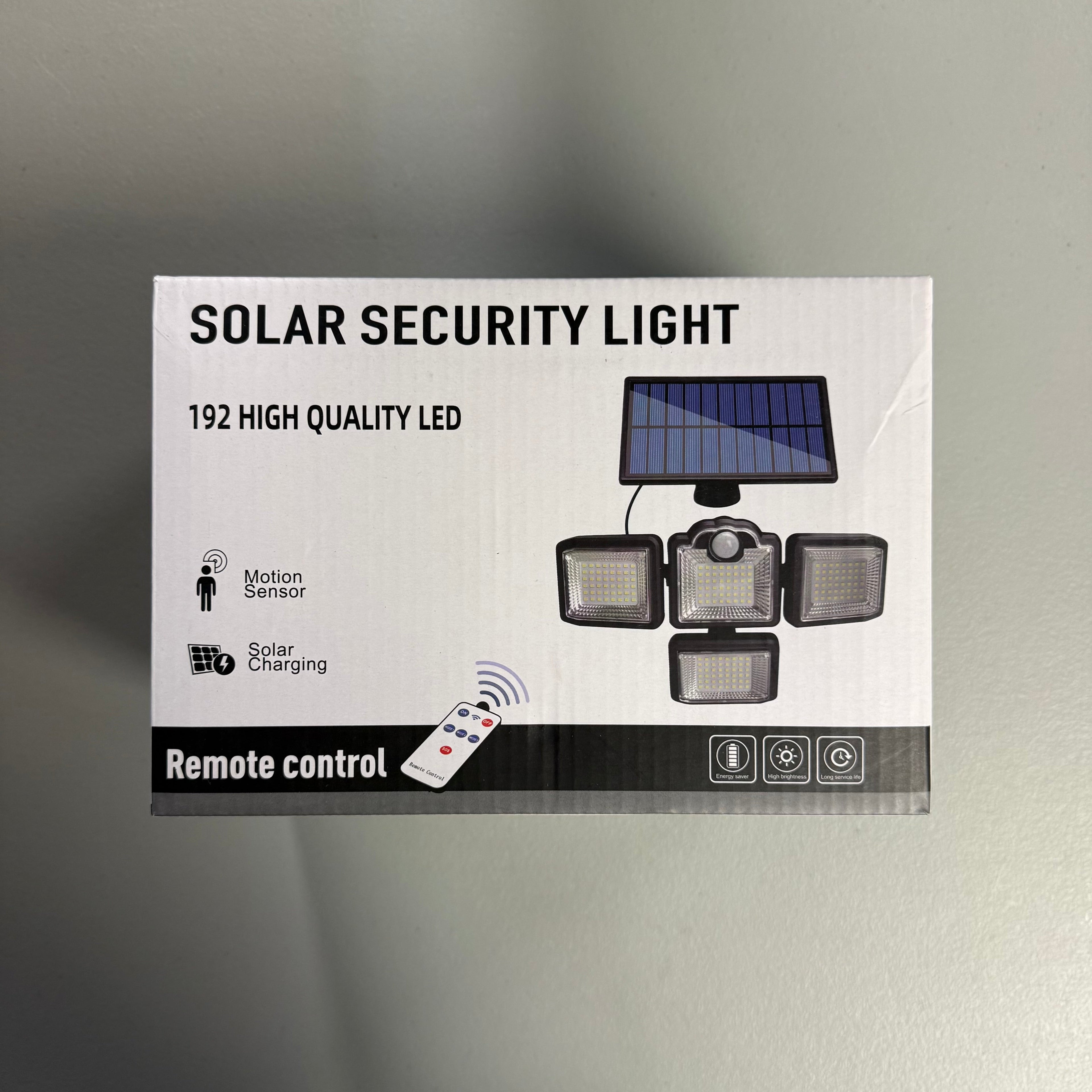 Solar Security Light 192 High Quality LED with Remote Control - 4 Head (Open Box)