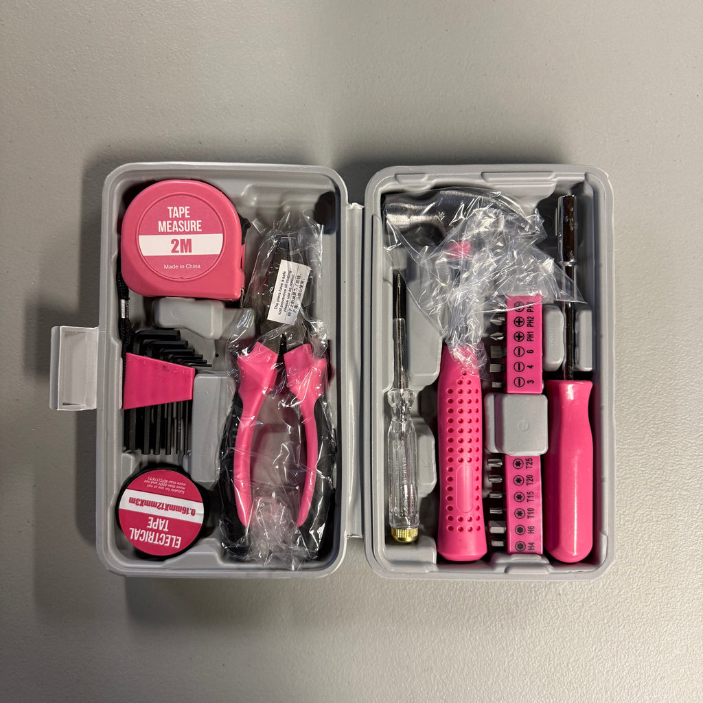 Pink Tool Kit Set with Case - 39-Piece Home Repair Kit (Open Box, Like New)