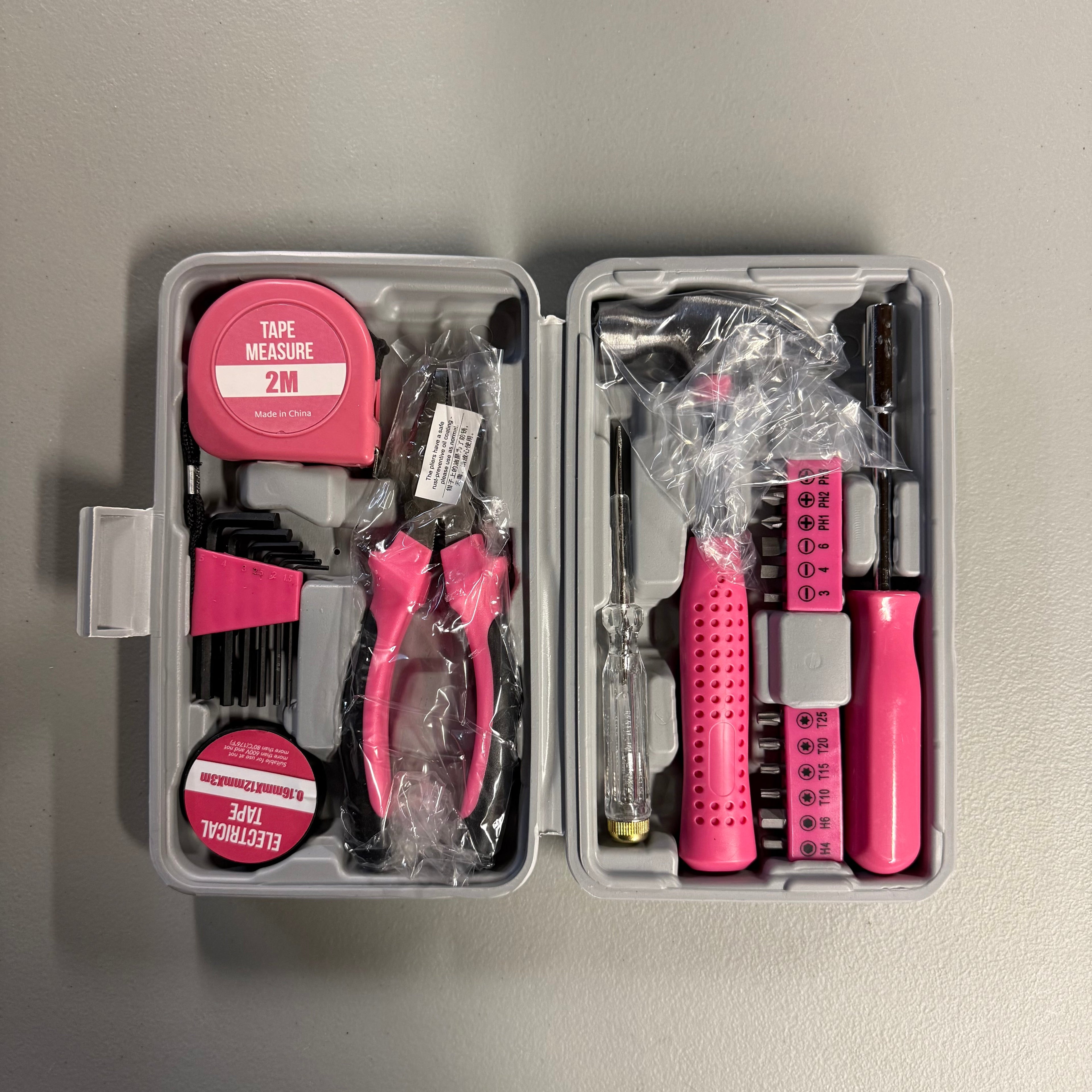 Pink Tool Kit Set with Case - 39-Piece Home Repair Kit (Open Box, Like New)