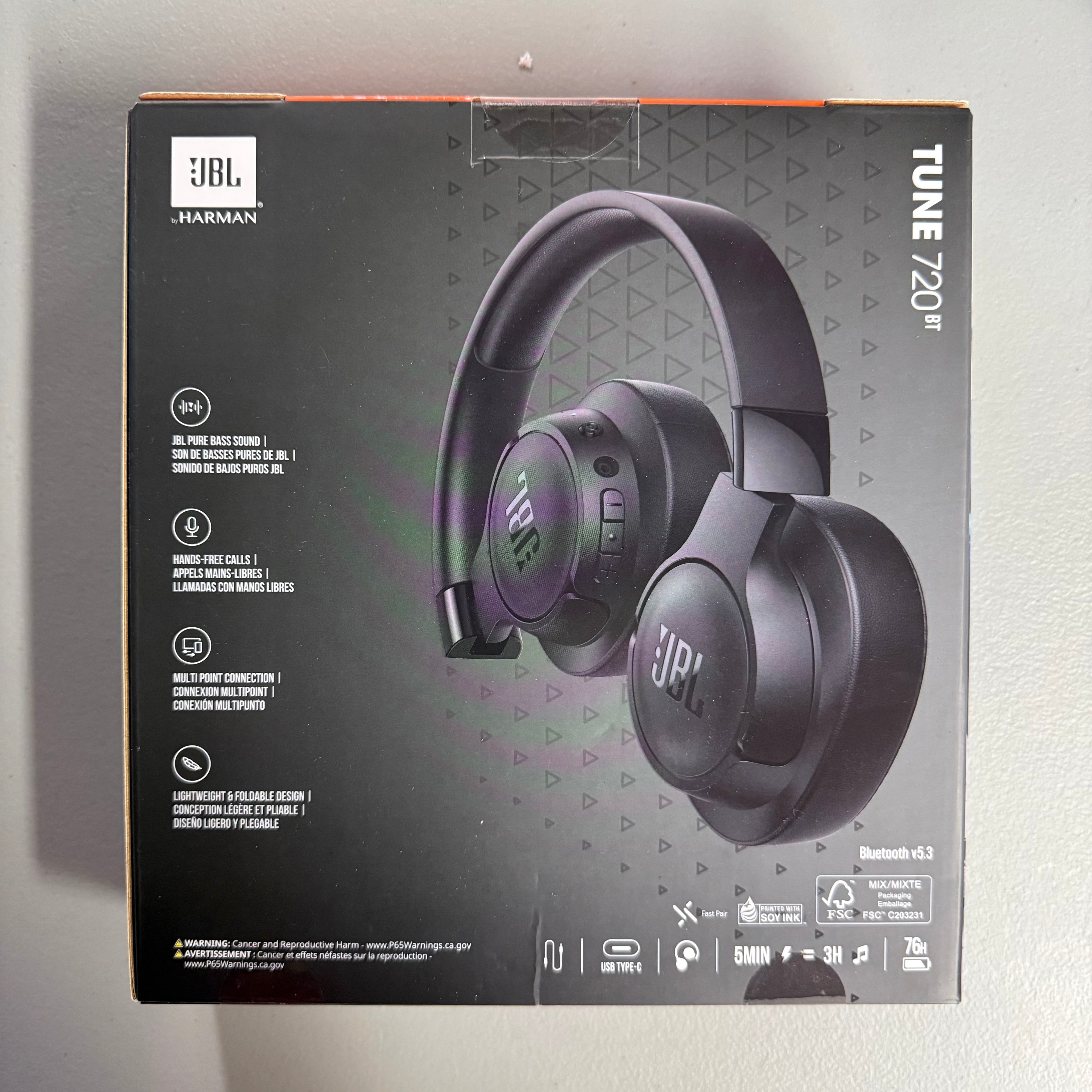 JBL Tune 720BT Wireless Over-Ear Headphones - Black