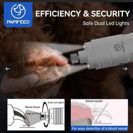 PAPIFEED Electric Pet Nail Grinder - 3-Speed Rechargeable Dog & Cat Nail Trimmer with LCD Display