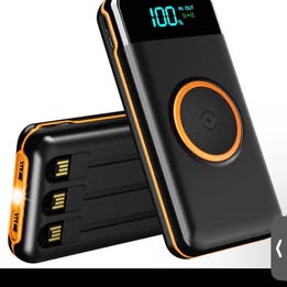 Wireless Power Bank - 10000mAh Portable Charger with Digital Display & Qi Wireless Charging