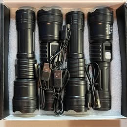 Ultra Long Range Strong Light Flashlight - 4-Pack Tactical LED Flashlights with USB Charging