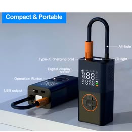 Portable Electric Tire Inflator - Rechargeable Air Pump with Digital Display (Model CZK-3541)