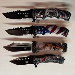 Tactical Folding Knife - Spring Assisted Pocket Knife with Decorative Handle Designs
