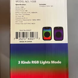 YOCO Y308 Wireless Speaker - Portable Bluetooth Speaker with 3 RGB Light Modes