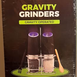 Gravity Operated Salt and Pepper Grinder Set - Automatic Electric Mill with LED Light