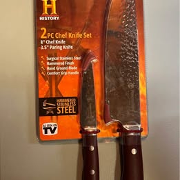 History Channel 2-Piece Chef Knife Set - Forged in Fire Damascus Steel Knives