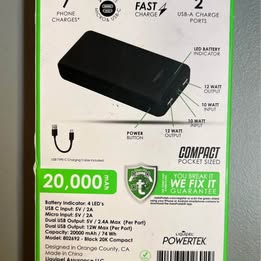 GOMPACT 20,000mAh Portable Battery - Fast Charging Power Bank with Dual USB Ports