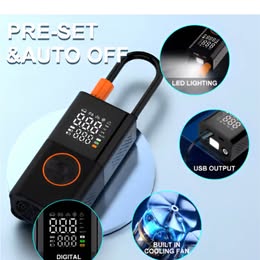Portable Electric Tire Inflator - Rechargeable Air Pump with Digital Display (Model CZK-3541)