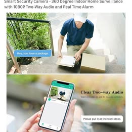 Smart Security Camera - 360 Degree Indoor Home Surveillance with 1080P Two-Way Audio & Real Time Alarm