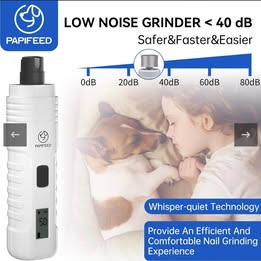 PAPIFEED Electric Pet Nail Grinder - 3-Speed Rechargeable Dog & Cat Nail Trimmer with LCD Display