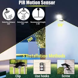 Solar Motion Sensor Security Light - 3-Head LED Outdoor Spotlight with PIR Detection