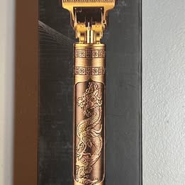 Professional Hair Trimmer - Metal Aluminum Gold Dragon Design Clipper with Powerful Motor