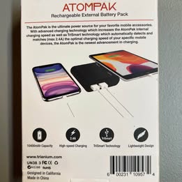 Trianium ATOMPAK 10400mAh Portable Battery Pack - 4X More Power Rechargeable External Battery