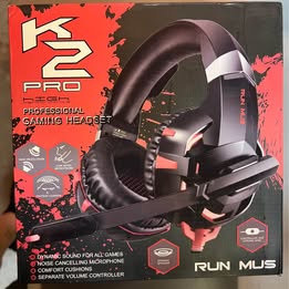 RUN MUS K2 PRO Gaming Headset - Professional Surround Sound Headphones with Mic