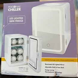 Personal Chiller - LED Lighted Mini Fridge with Mirror Door