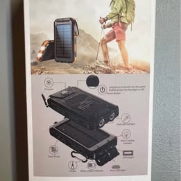 Solar Power Bank - Portable Solar Charger with Dual USB Ports & Carabiner