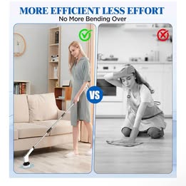Electric Spin Scrubber - Cordless Power Cleaning Brush with 8 Replaceable Heads & Extension Handle