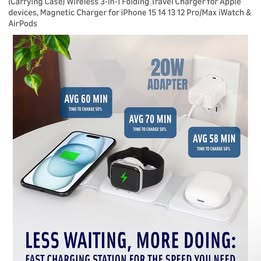 NCC 3-in-1 Multifunctional Wireless Charger - Foldable Portable Charging Station (Model W20)