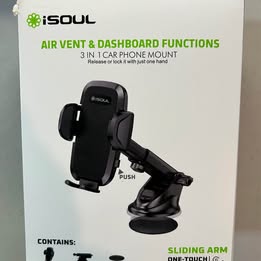 iSOUL 3-in-1 Car Phone Mount - Air Vent & Dashboard Phone Holder