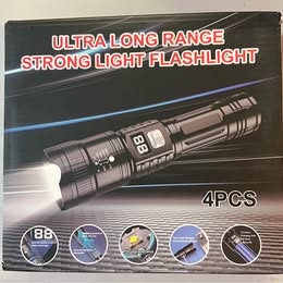Ultra Long Range Strong Light Flashlight - 4-Pack Tactical LED Flashlights with USB Charging