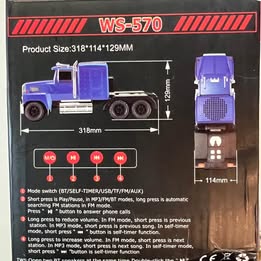WS-570 Transforming Truck Bluetooth Speaker - Robot Truck Speaker with LED Lights