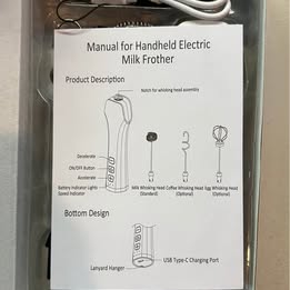 Handheld Electric Milk Frother - Model MF-100 with Multiple Attachments
