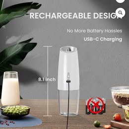 Electric Grinder Set - Gravity Sensor Salt and Pepper Mills with USB-C Charging (2-Pack)