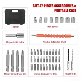 Electric Screwdriver Set - 42-Piece Cordless Power Screwdriver Kit with Portable Case