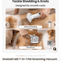 Oneisall LM2 7-in-1 Pet Grooming Vacuum - Professional Pet Grooming Kit with Vacuum Suction
