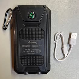 Solar Power Bank - Portable Solar Charger with Dual USB Ports & Carabiner