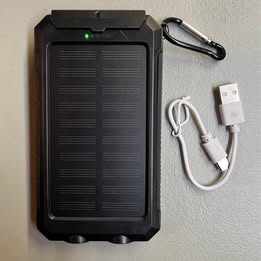 Solar Power Bank - Portable Solar Charger with Dual USB Ports & Carabiner