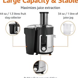 Amazon Basics Centrifugal Juicer - Wide Mouth Juice Extractor with 3-Inch Feed Chute