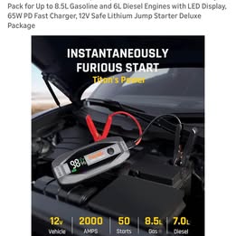 Fanttik T8 APEX 2000A Jump Starter - 20000mAh Power Bank with 65W PD Fast Charge